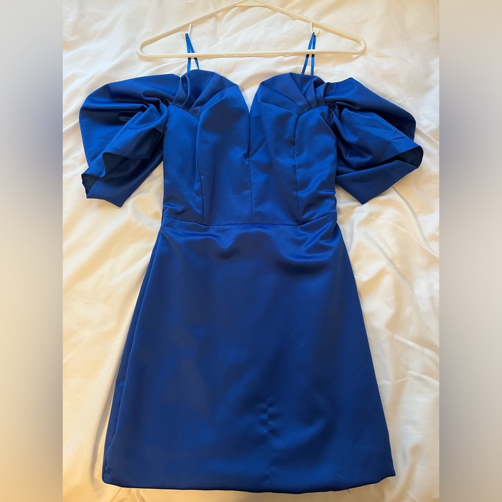 DO+BE Off The Shoulder Cobalt Blue Mini Dress - Size S - Picture 2 of 4